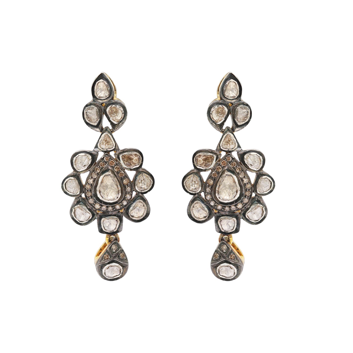 Polki Diamond 925 Sterling Silver Gold Plated Gold Plated Earring