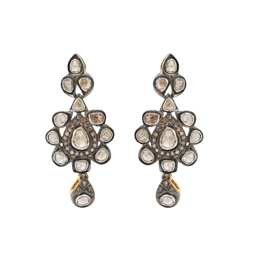 Polki Diamond 925 Sterling Silver Gold Plated Gold Plated Earring