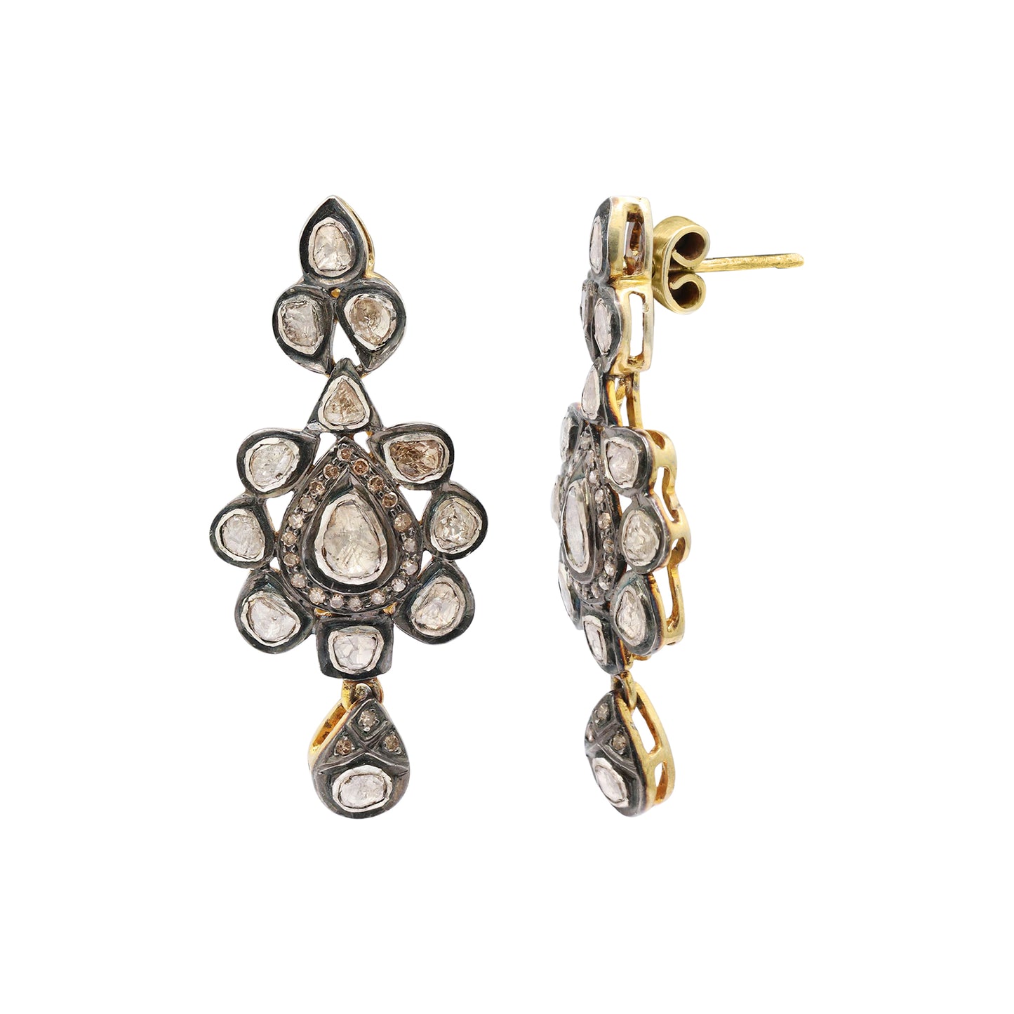 Polki Diamond 925 Sterling Silver Gold Plated Gold Plated Earring