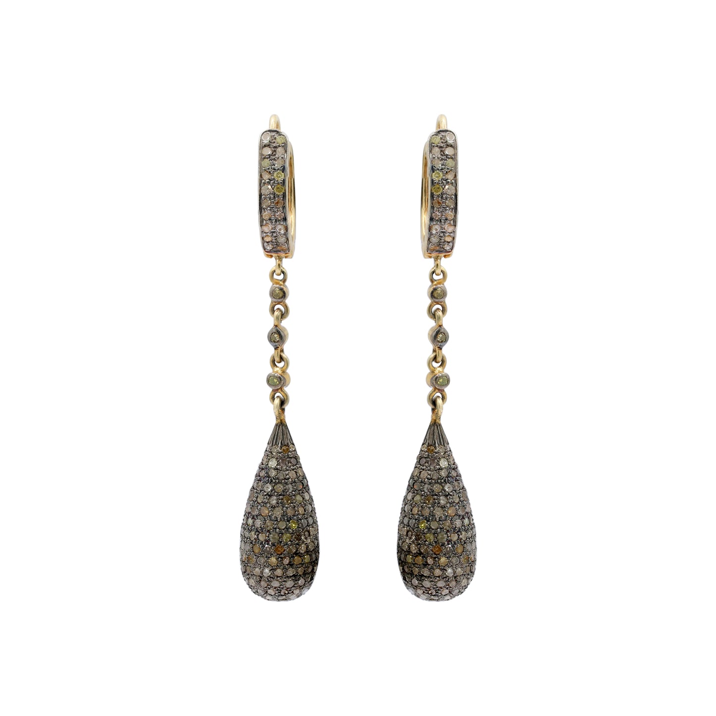 Diamond 925 Sterling Silver Gold Plated Drop Earrings