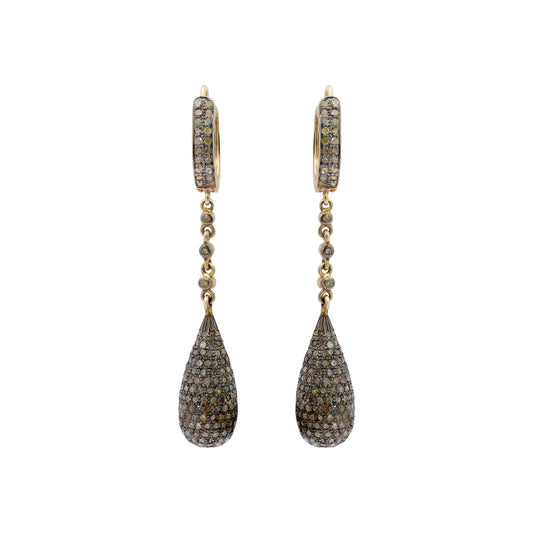 Diamond 925 Sterling Silver Gold Plated Drop Earrings