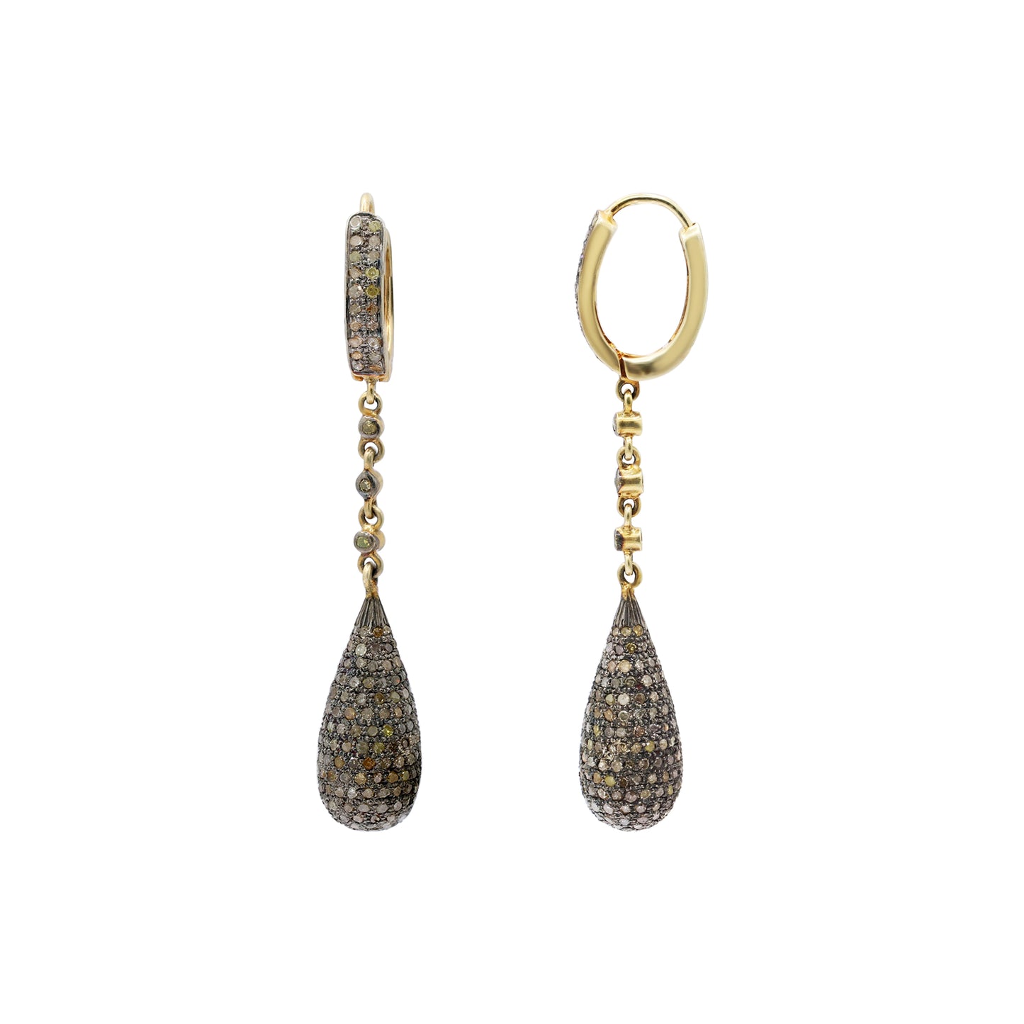 Diamond 925 Sterling Silver Gold Plated Drop Earrings