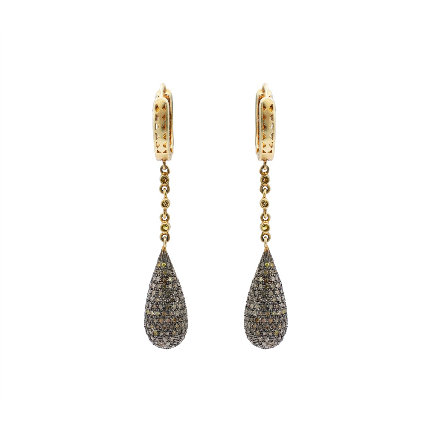 Diamond 925 Sterling Silver Gold Plated Drop Earrings