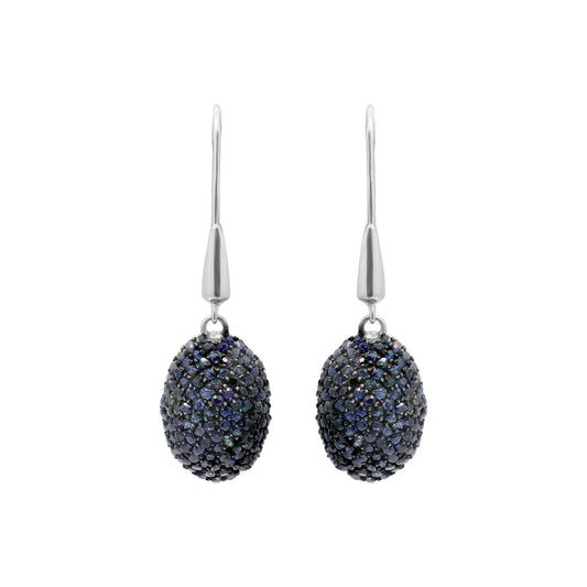 925 Sterling Silver Natural Blue Sapphire Gemstone Dangle Earrings